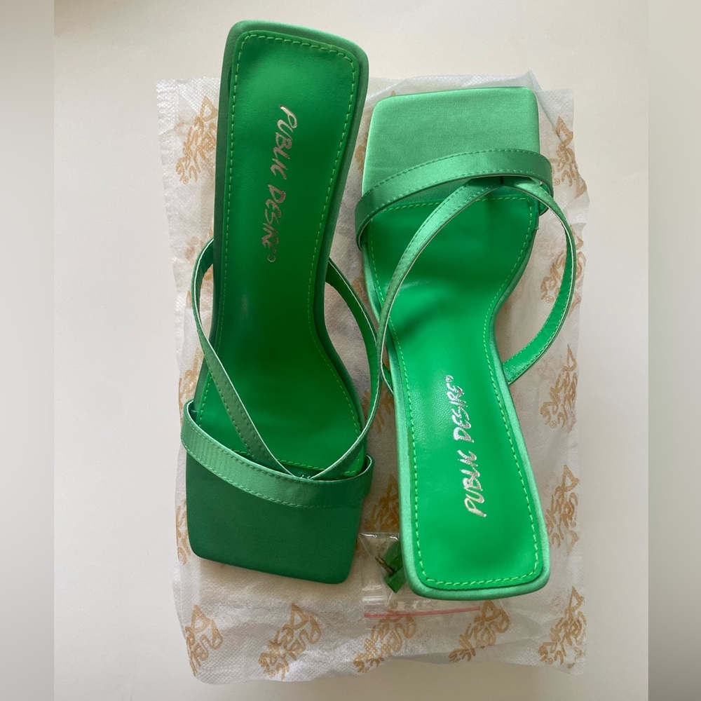 Public Desire Kristen Satin Square-Toe Stilleto Sandals Size 7 - Picture 5 of 7